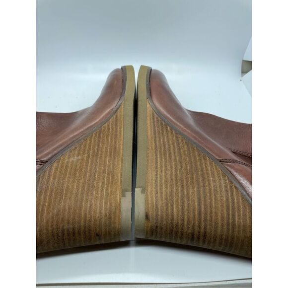 Lucky Brand Women's Fedora Cognac Brown Chelsea Stacked Heel Wedge Boots Size 10 - Picture 6 of 10